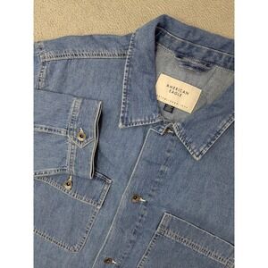 American Eagle Mens XXXL Denim Chore Jacket Blue Workwear Style Oversized